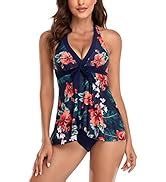 FLYILY Women S Tankini Swimwear Sets Bikini High Waist Pieces Swimsuit Swimming Costume Plus