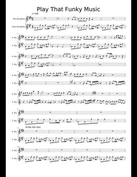 Play That Funky Music Sax Duet Sheet Music For Alto Saxophone Tenor Saxophone Download Free In