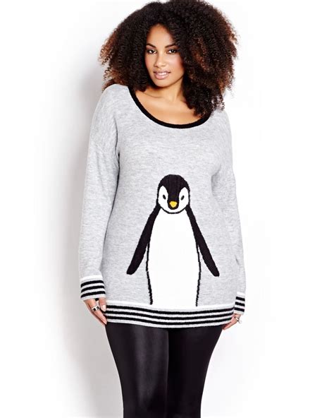 L&L Long Sleeve Penguin Sweater | Addition Elle | Sweaters, Sweater sleeves, Fashion