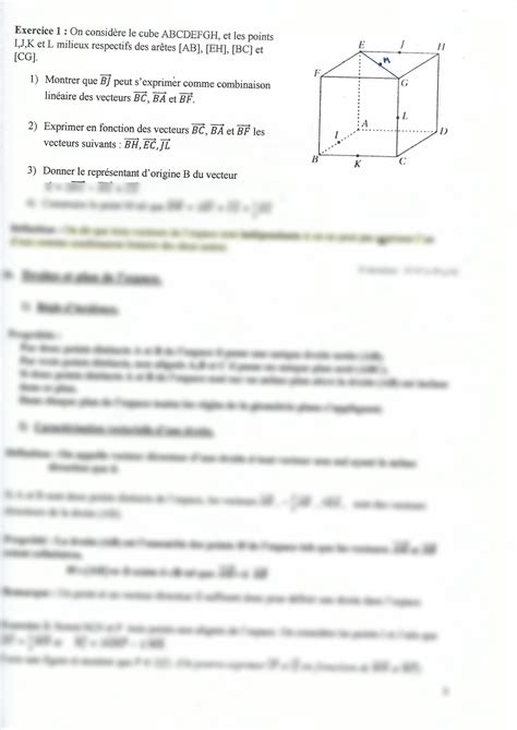 Solution Vecteurs Droites Et Plans De L Espace Studypool