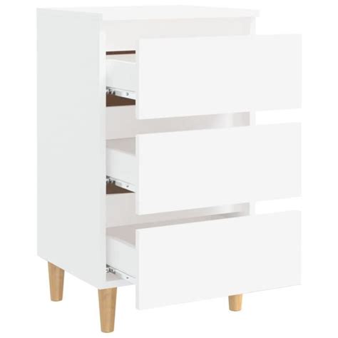 Abb Tables De Chevet Avec Pieds En Bois Pcs Blanc X X Cm