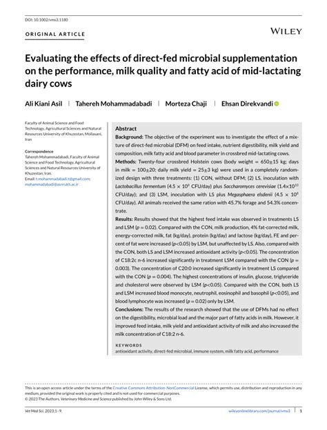 Pdf Evaluating The Effects Of Direct Fed Microbial Supplementation On