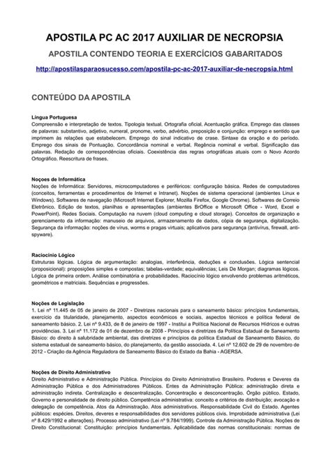 Apostila Pc Ac Auxiliar De Necropsia Pdf