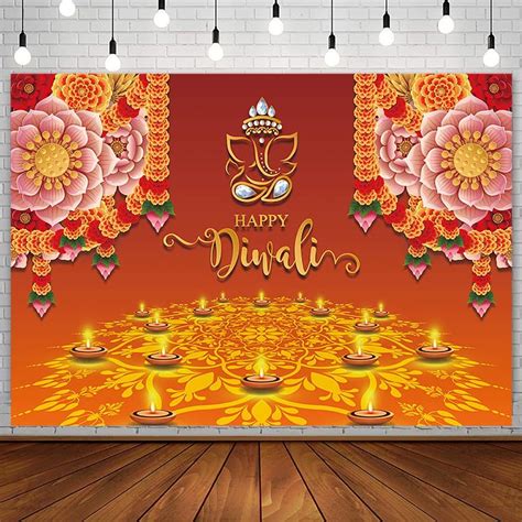 AIBIIN 7x5ft Happy Diwali Backdrop Indian Festival Burning Light