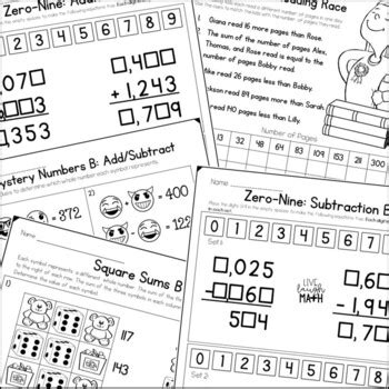 Addition Subtraction Enrichment Add Subtract Multi Digit Numbers