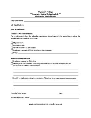 Fillable Online Physicians Findings Fax Email Print PdfFiller