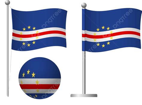 Iconic Representation Of Cape Verde Flag On A Pole With A Ball Emblem