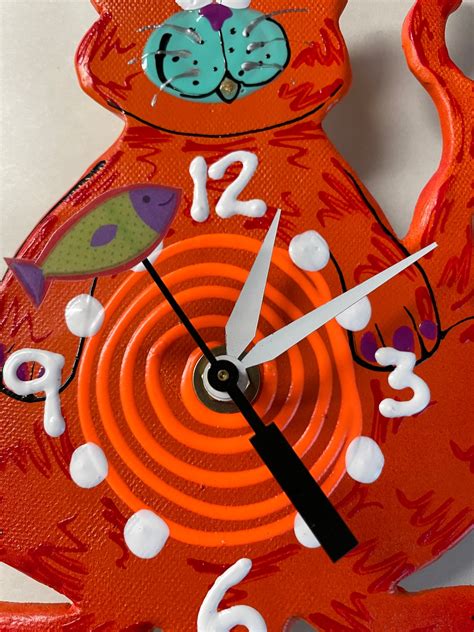 Kitty Clockcat Lover Tcat Wall Clockkids Clockkit Cat Etsy