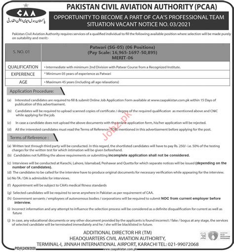 Pakistan Civil Aviation Authority Pcaa Karachi Jobs Job