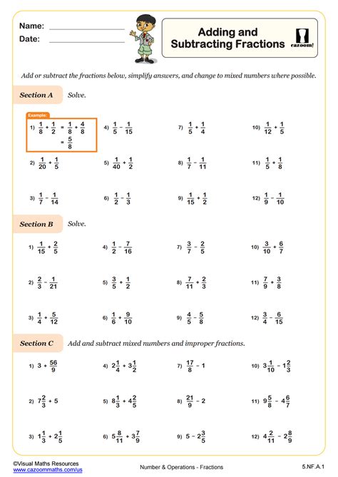 Free ged worksheet adding and subtracting fractions, Download Free ged ...