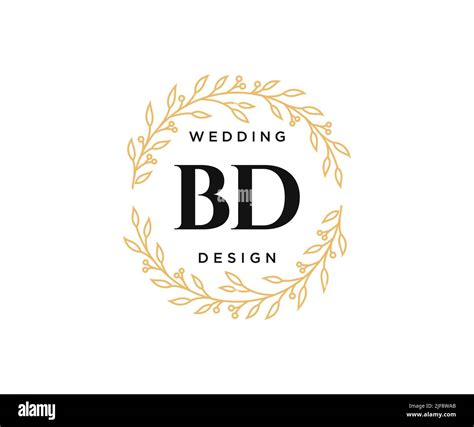 Bd Initials Letter Wedding Monogram Logos Collection Hand Drawn Modern