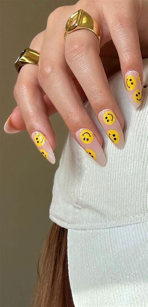 Embrace The Warmth With Radiant Summer Nails Smiley Face Nails