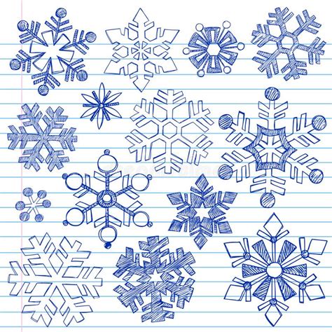 Winter Snowflakes Hand-Drawn Sketchy Doodles Stock Images - Image: 22252974