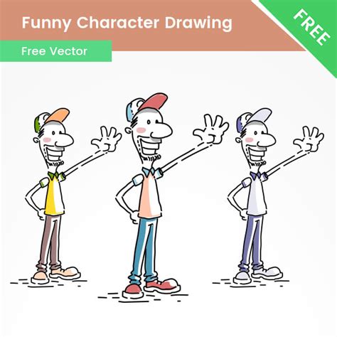 Free Funny Cartoon Character Drawing | VectorCharacters