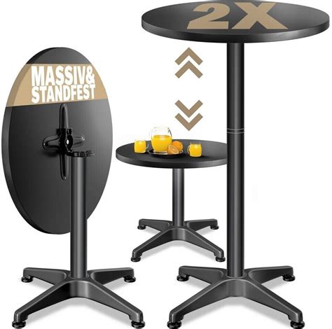 Casaria Set Of Height Adjustable Standing Tables Aluminum Cm