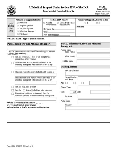 Free Download Form I 864a Affidavit Of Support 2024