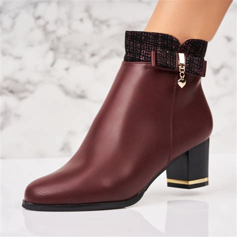 Botine Dama Imblanite Bordo Din Piele Ecologica Deema A3112 Reverse Ro