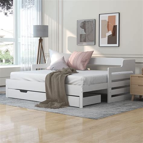 Ft Daybed Wooden Daybed With Trundle And Drawer Single Wooden Guest