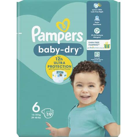 Pampers Baby Dry Nappies Size 6 15 Kg 33 Lbs 19 S Harrisons Direct