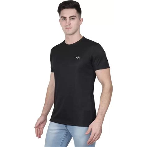 Logo Xohy Men Black Polyester Round Neck T Shirt Medium At Rs 99 Piece