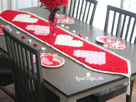 Crochet C2c Heart Table Runner Free Pattern