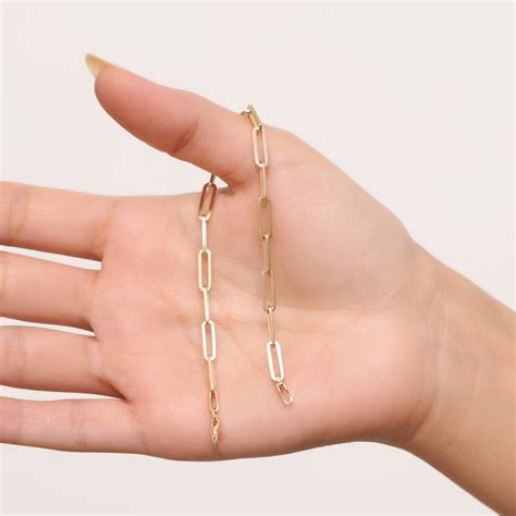 Solid Links Not Hollow K Solid Gold Paperclip Chain Bracelet Yellow