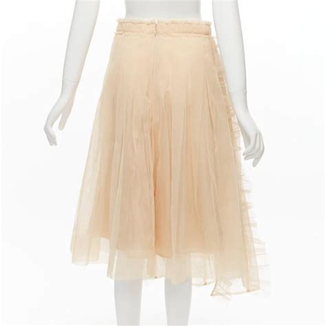 Simone Rocha H M Nude Ruffle Pleats Layered Tulle Midi Skirt Fr S For Sale At Stdibs