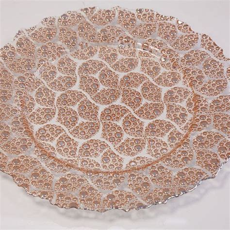 Glass Charger Plate Paisley Bubble Copper GP 0284 Event Decor