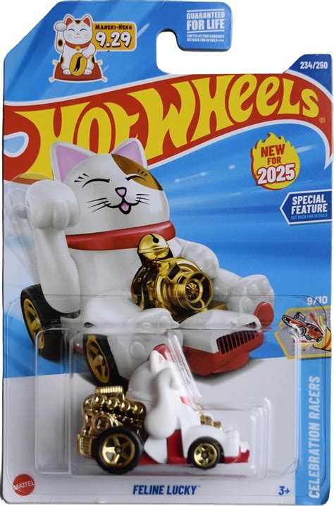 Amazon Hot Wheels Feline Lucky Celebration Racers Blanco