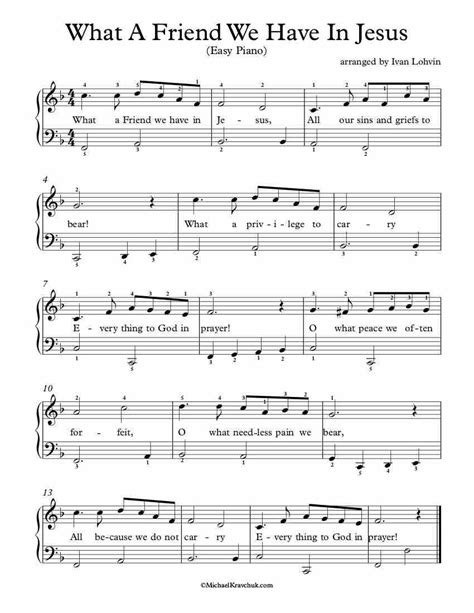 Free Piano Arrangement Sheet Music What A Friend We Have In Jesus