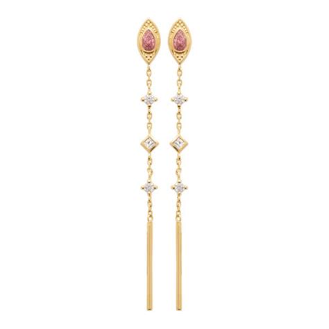 Boucles d oreilles Perle de culture Blanche Pendante Plaqué or 750