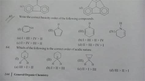 Write The Correct Basicity Order Of The Following Compounds I Ii Ii