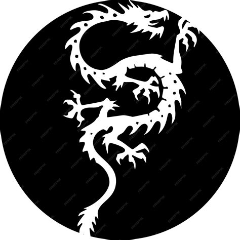 Premium Vector | Vector illustration logo dragon in black circle ...