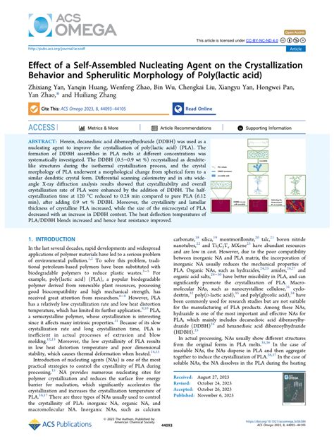 PDF Effect Of A Self Assembled Nucleating Agent On The