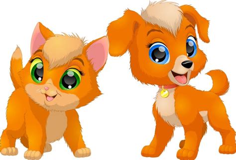 Kitten and puppy friends Royalty Free Vector Image