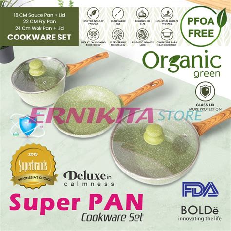 Jual Bolde Organic Green Cookware Set Pcs Super Pan Green Granite