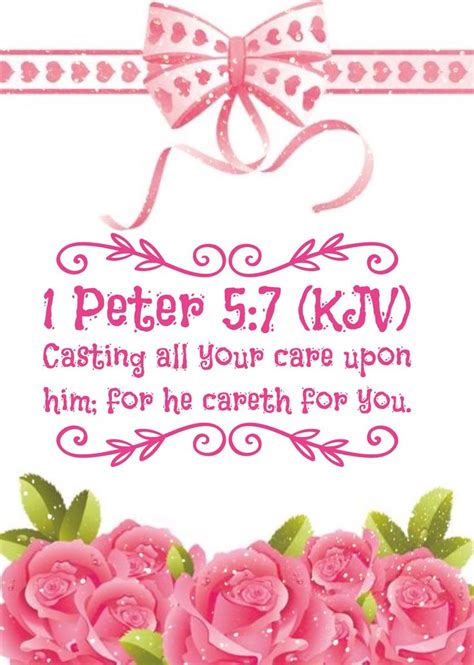 A Card With Pink Roses And A Bow On The Front Reads I Peter Kjv