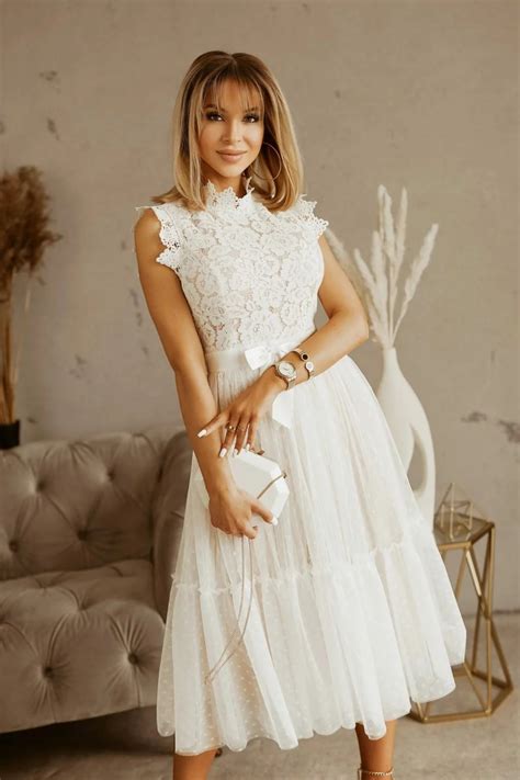 Dalanda nude ekrű midi pöttyös tüll ruha Coolfashion hu