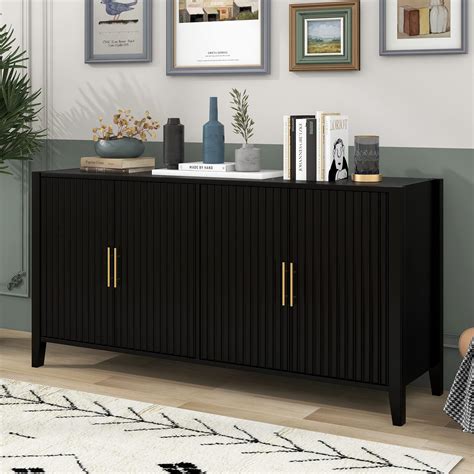 Amazon Lumisol Black Sideboard Buffet Cabinet With Doors Solid