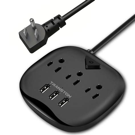 Multiprise Am Ricaine Compacte Avec 3 Prises Et 3 Ports USB Commande D