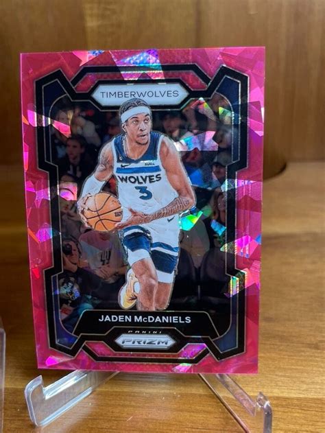 Jaden McDaniels 2023 24 Panini Prizm Pink Cracked Ice 238 Timberwolves