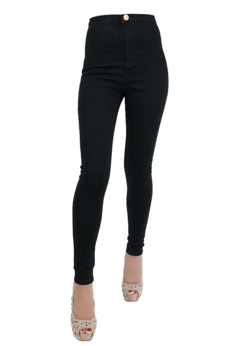 Buy New Womens Ladies One Button High Waist Jeans Black Skinny Slim Fit Stretch Uk Sizes 12