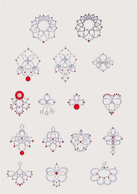 Tatting frywolitki occhi Earings 編み 図 ビーズの模様 タッチングレース