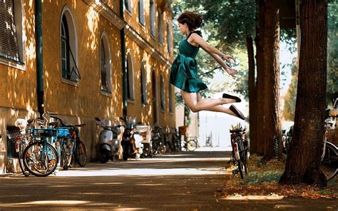 Jumping For Joy Street Model Dress Brunette HD Wallpaper Pxfuel