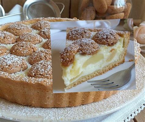 Torta Crostata Favolosa Ricotta Amaretti E Pera Dolce Ripieno Cremoso