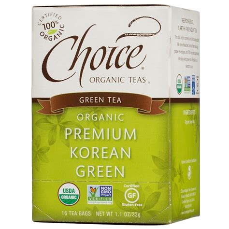 Choice Organic Teas Organic Premium Korean Green Green Tea 16 Tea Bags 1 1 Oz 32 G Iherb