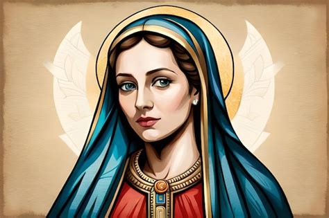 Premium Ai Image A Painting Of A Virgin Mary With A Gold Leaf On The