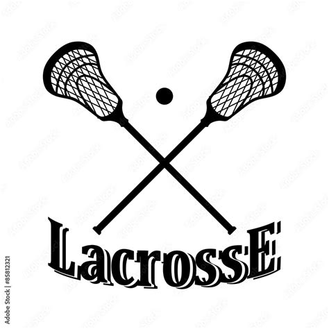 Crossed Lacrosse Stick And Ball Vector Illustration Stock Vector