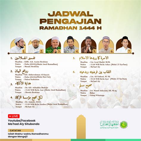 Jadwal Pengajian Online Serial Ramadan Ma Had Aly Situbondo