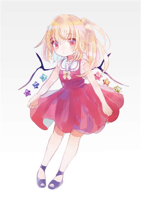 Safebooru 1girl Ascot Bat Wings Black Footwear Blonde Hair Crystal Flandre Scarlet Full Body